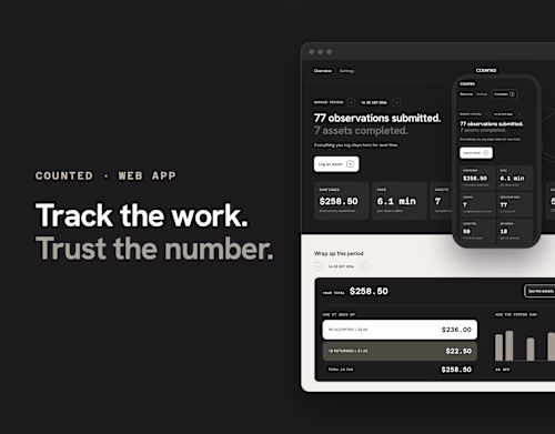 Counted · Freelance Tracker | Product Design & Code