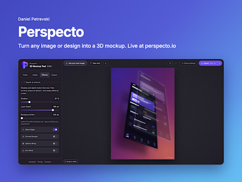 Perspecto: 3D mockup tool I designed and built with AI