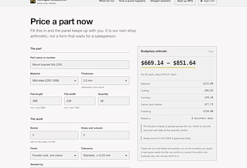 Website that answers with a price
