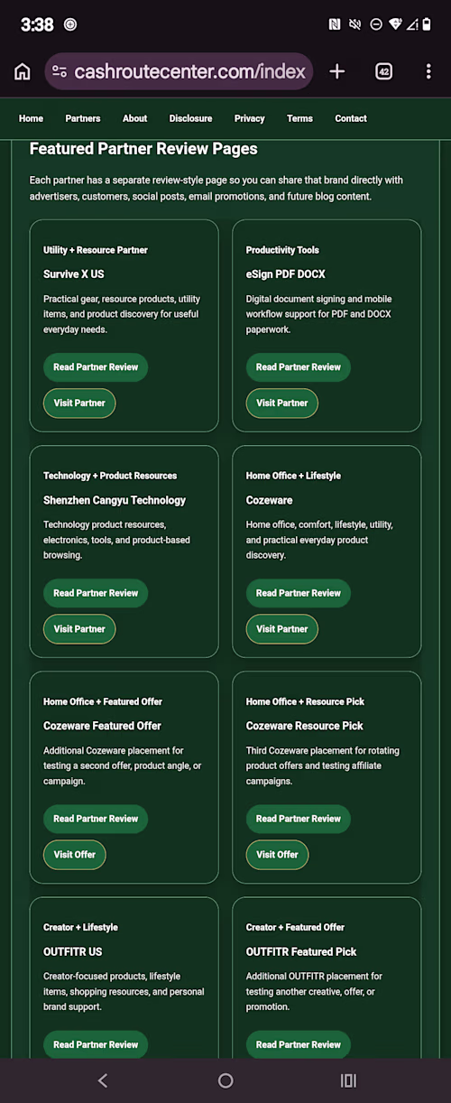 Cash Route Center— Affiliate Resource Hub
