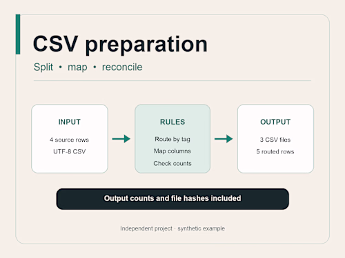 CSV preparation — an independent