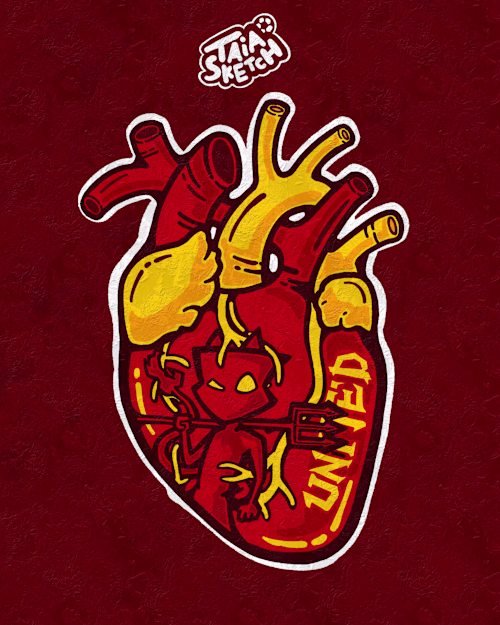 2D Digital Drawn Illustrations Heart × Football