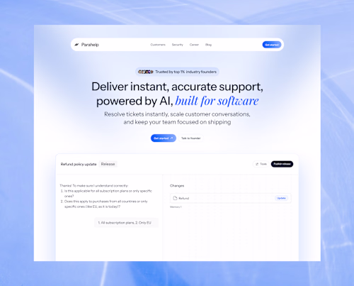 AI SaaS Website Design in Framer for Parahelp