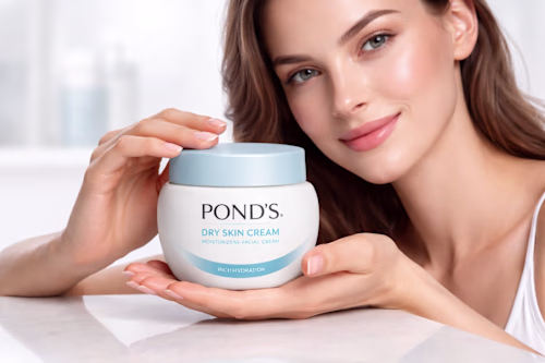 Professional skincare advertisement featuring a