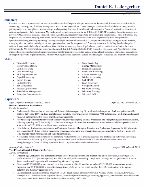 Transformed an executive CV into