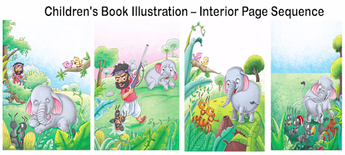 A sequence of illustrations created