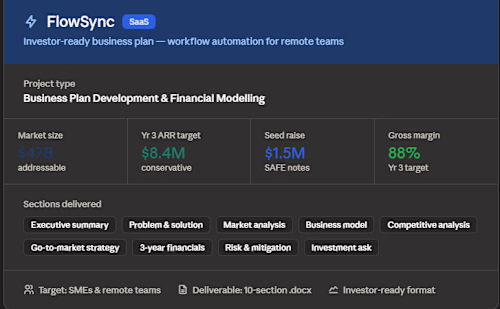 Business Plan Development . FlowSync