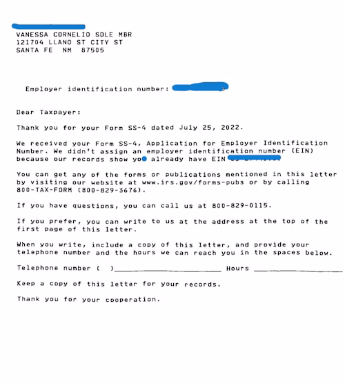 EIN CONFIRMATION LETTER