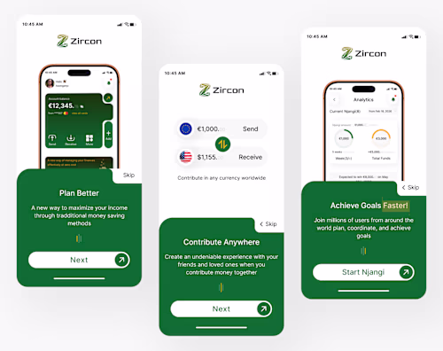 Onboarding Screens for Zircon "Njangi"