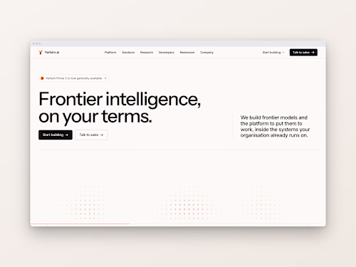 Enterprise AI Landing Page Development for Yartsim