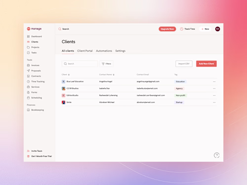Client Management Dashboard - UI/UX