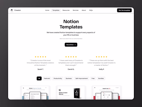 Creador - Notion Creator Framer Template
