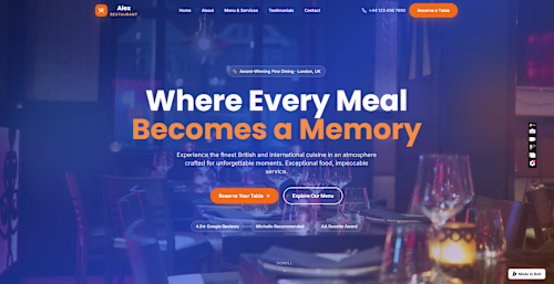 Alex Restaurant Website
Designed and developed