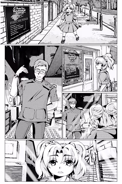 Past work done on a manga project "The barber and the girl"