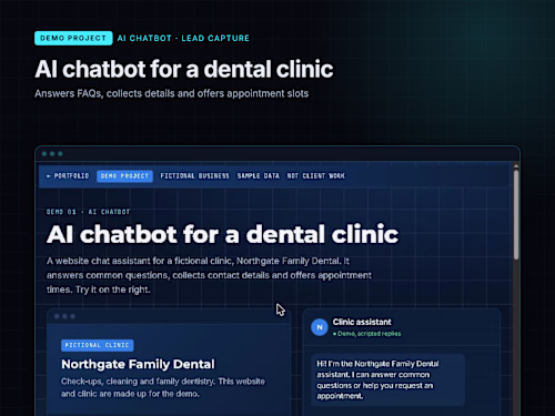 AI Website Chatbot for a Dental Clinic (Demo)