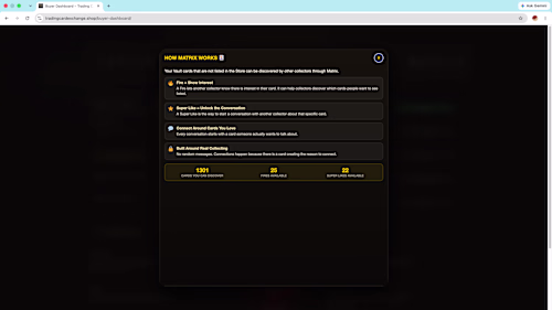 Tinder Matrix — Interactive Marketplace Discovery System.