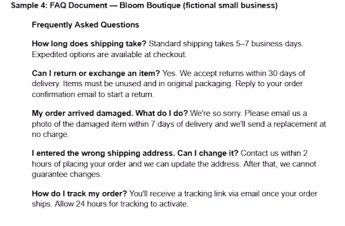 FAQ Sample