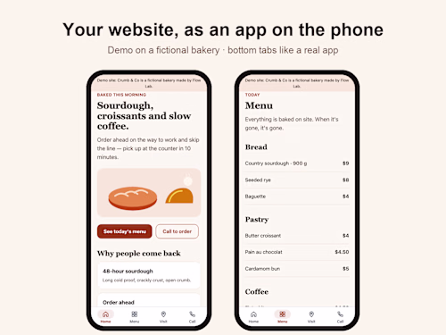 Your website as an app on the phone (demo)