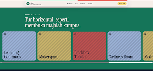 A school landing page with