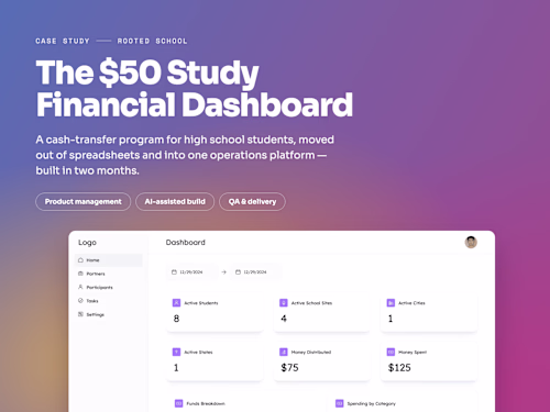 Rooted School: $50 Study Financial Dashboard