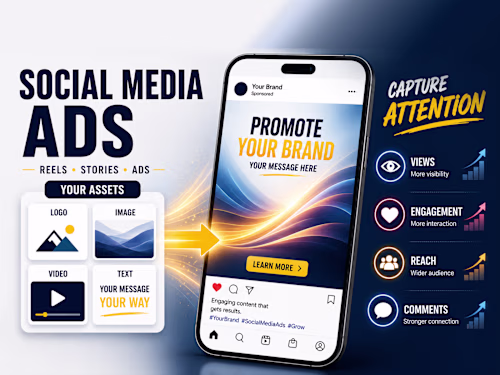Custom social media video ads for reels, stories, and promotions