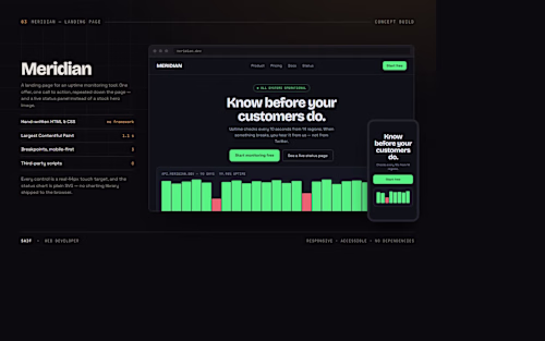 Meridian — SaaS Landing Page for an Uptime Monitoring Tool
