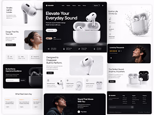 Modern Earbuds Landing Page UI
