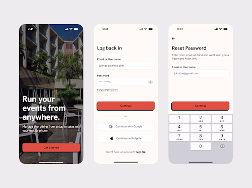 Onboarding + Auth screen design