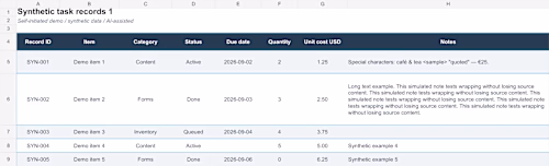 Excel Data Validation — Synthetic Data Demo