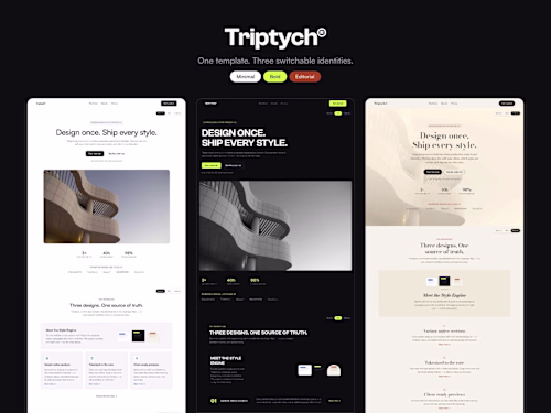 TRIPTYCH
One Framer template. Three completedesign