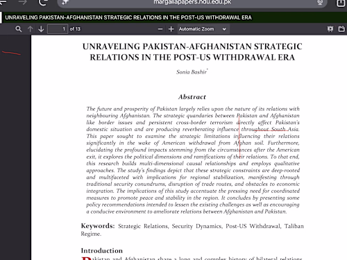 View of UNRAVELING PAKISTAN-AFGHANISTAN STRATEGIC RELATIONS IN …