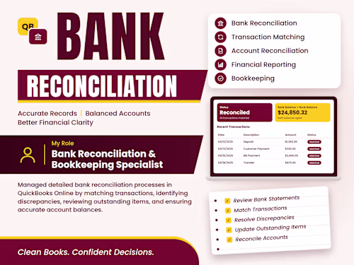 Managed detailed bank reconciliation processes