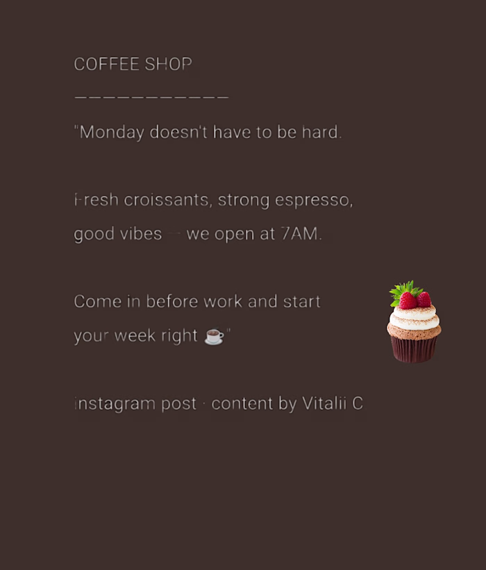 Sample work: Instagram post for