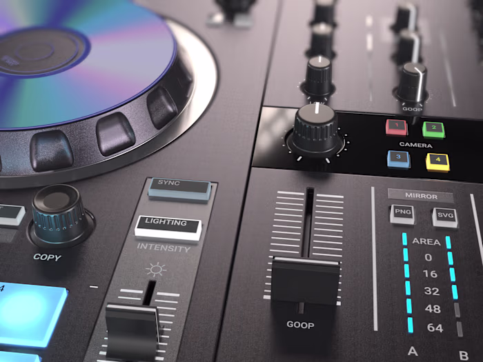 Mixing Board Close-Up: Materials & Lighting Exploration