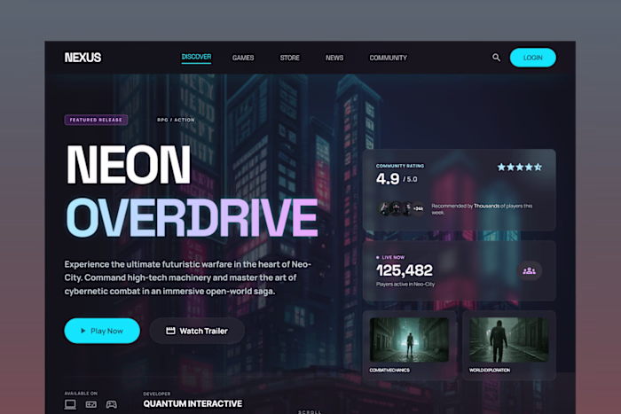 NEXUS — Gaming Platform Hero Experience