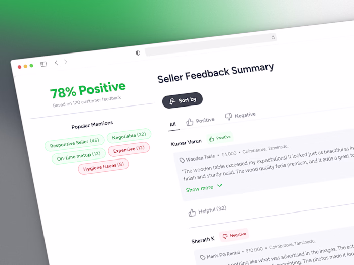 Feedback / Reviews Page