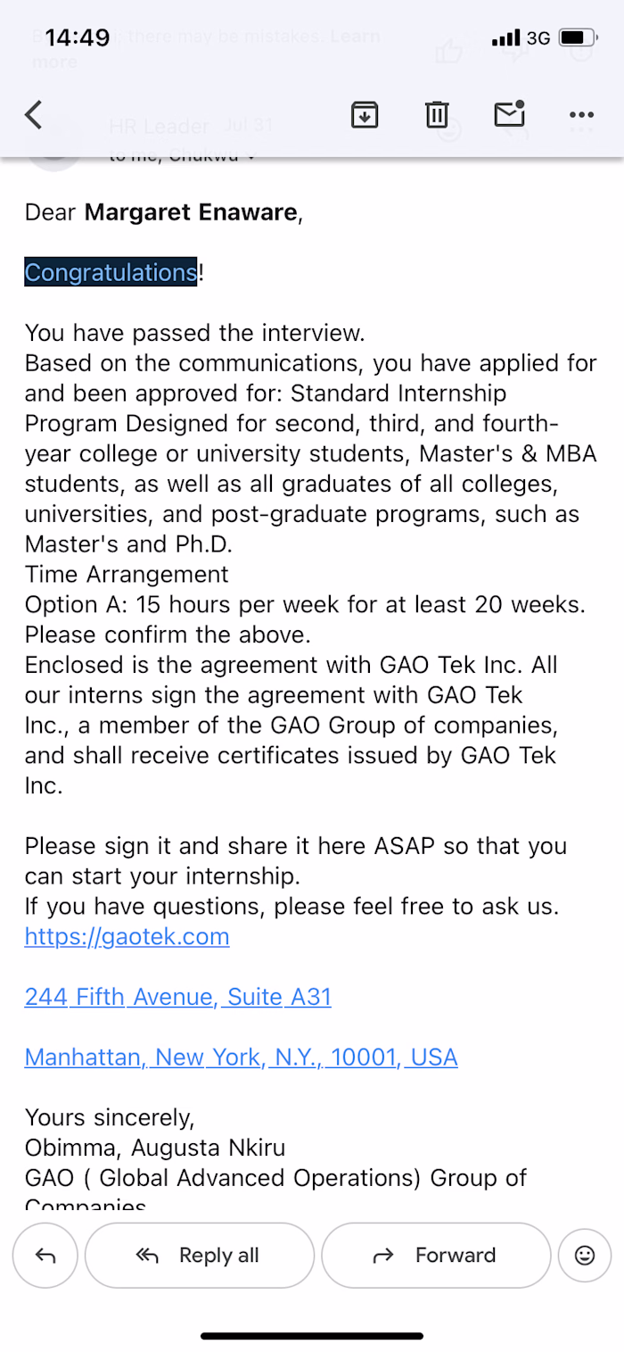 Accepted Into the GAO Tek