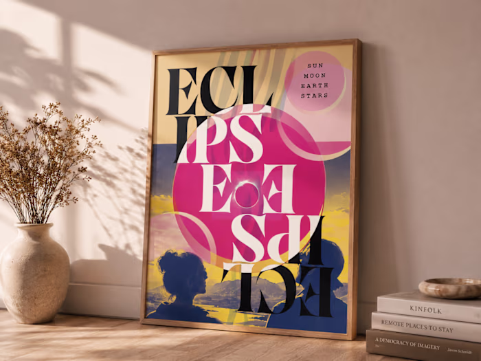 Solar Eclipse Poster design concept created without AI