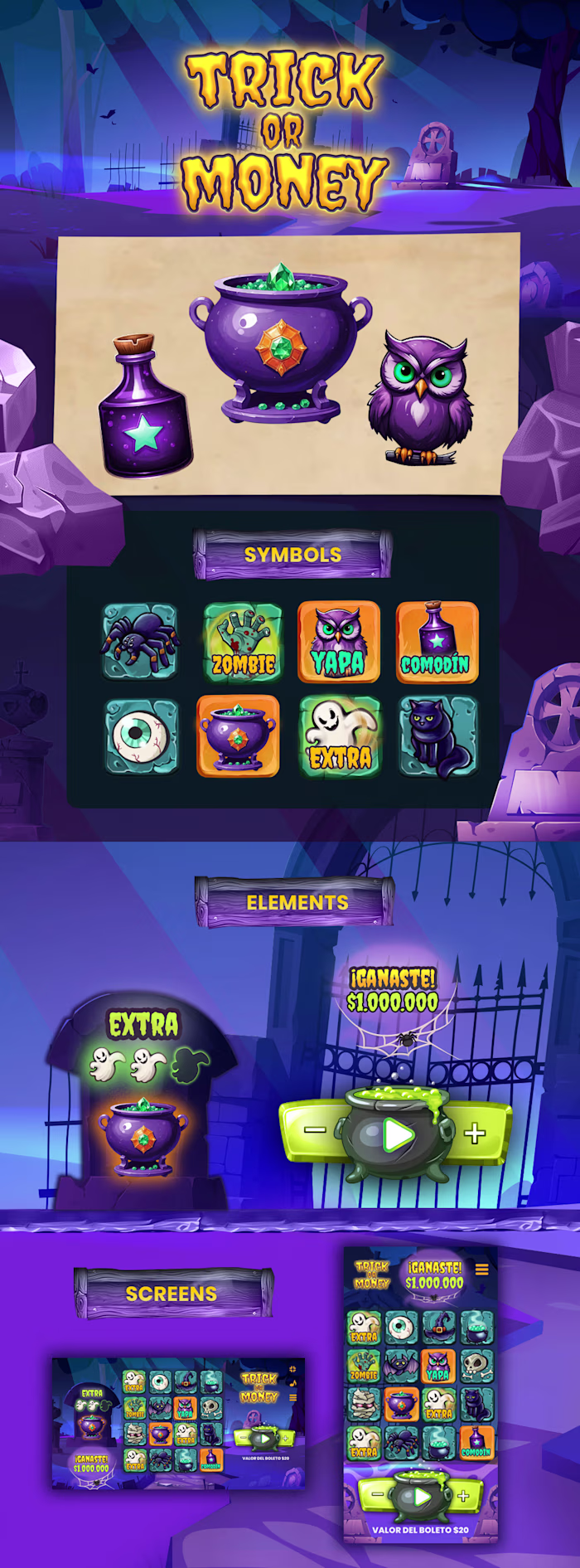 Trick or Money — Halloween Slot Game UI & Assets
