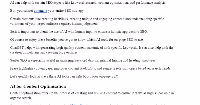 How to use AI for On-page SEO - with tools to use.