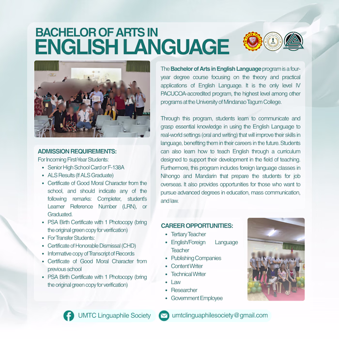 Promotional Content for AB English Language college program