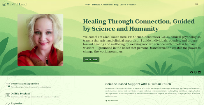 Website and mini service-booking system for a psychotherapist
