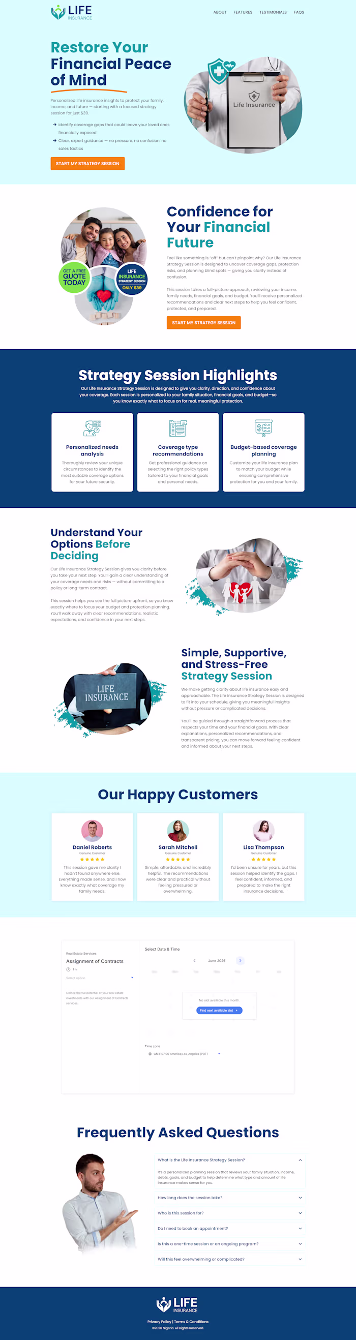 Life Insurance Landing Page Design