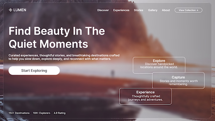 Lumen is a hero-section design