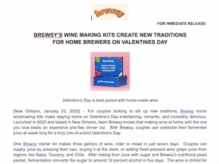 Brewsy Vday Press Release