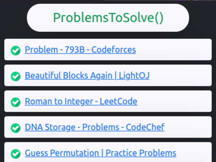 
Problems To Solve Next - Keep track of your unsolved problems