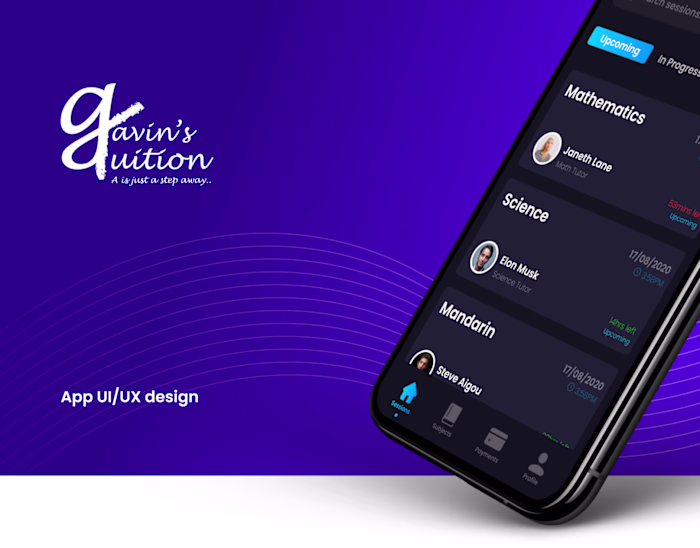 Gavin's Tuition Mobile App UI/UX Design
