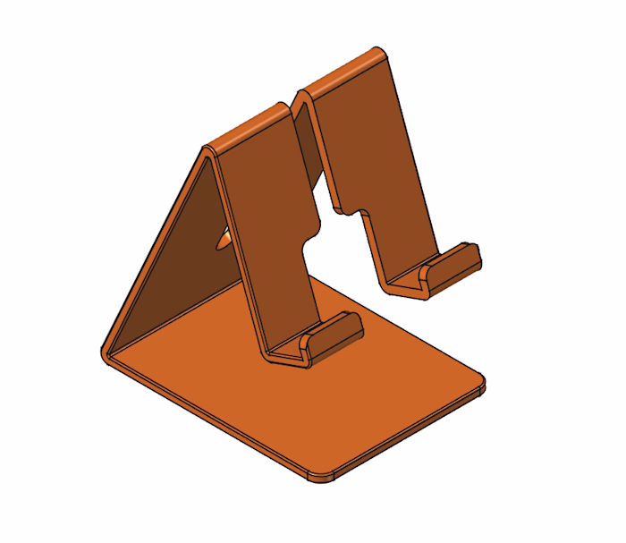Phone stand modelled in freecad