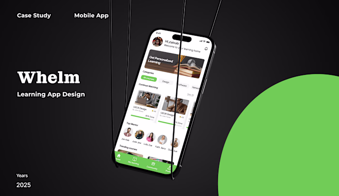 Whelm: Learning app design for mobile app
