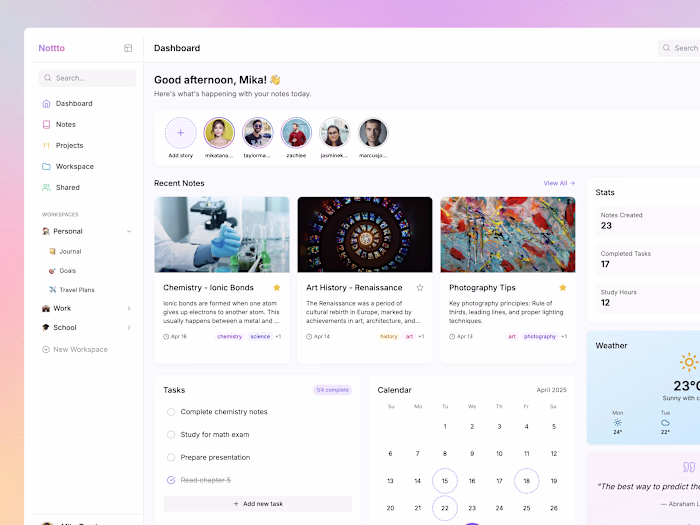 Nottto app: Bolt.new prototype